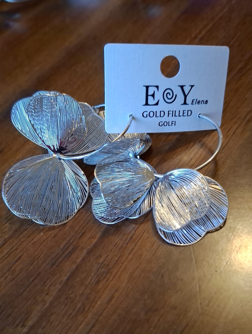 Silver Floral Hoop Earrings - Silver Flower Dangle